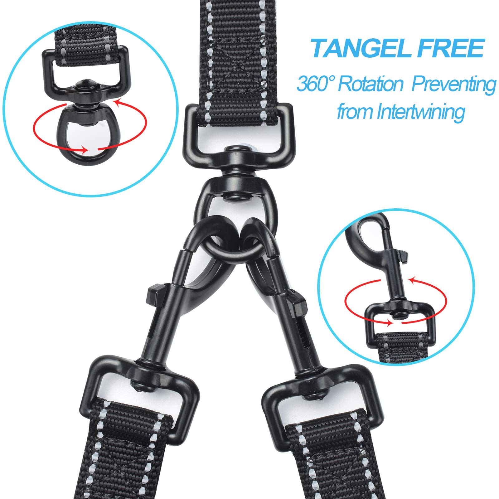 PetBonus dual dog leash shows four padded handles for comfortable multi-dog walking.