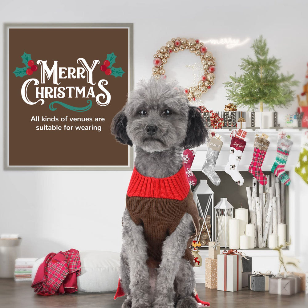 PETCARE Brown Reindeer Sweater on dog or cat adds seasonal flair.