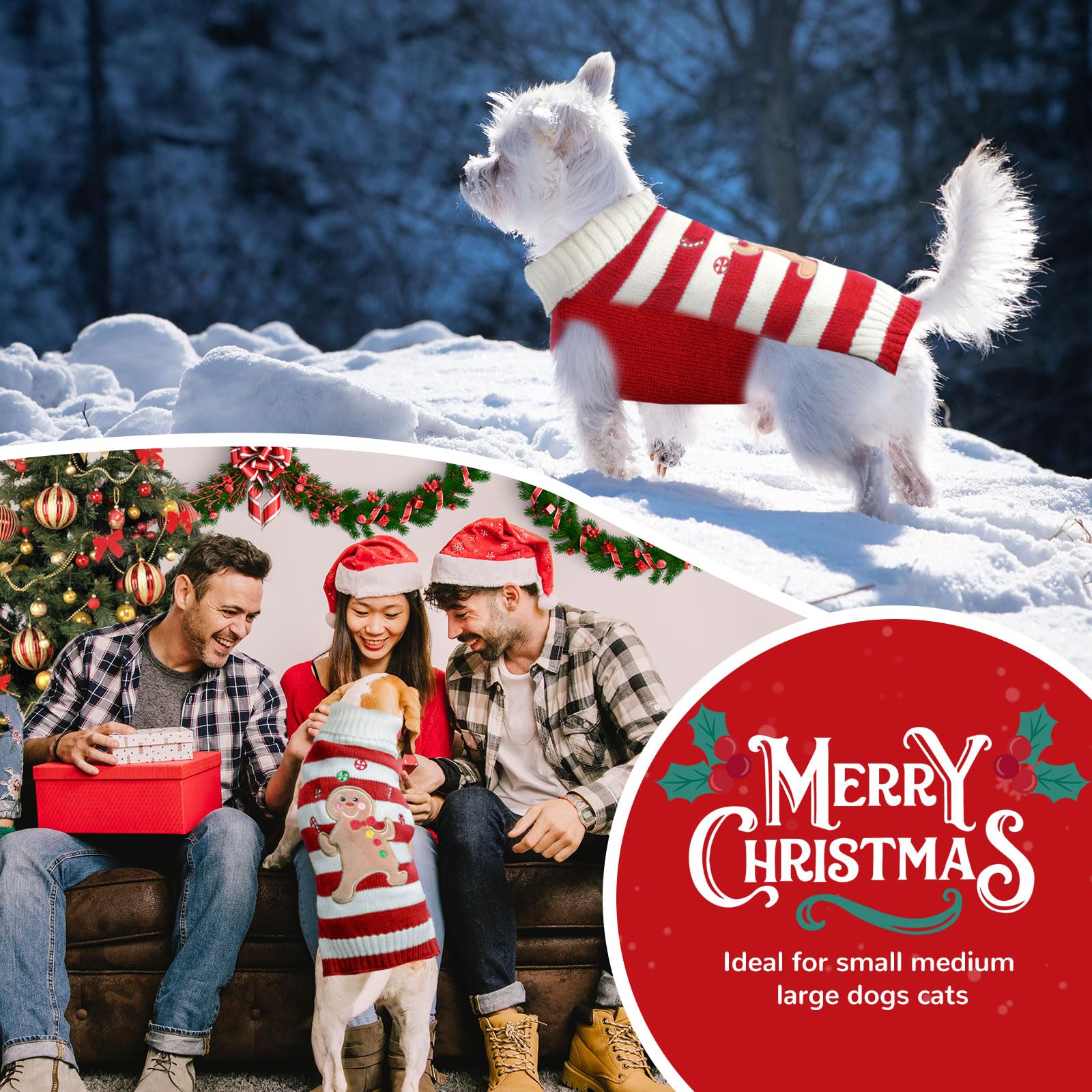 PETCARE Christmas dog costume featuring elf and reindeer for holiday parties.