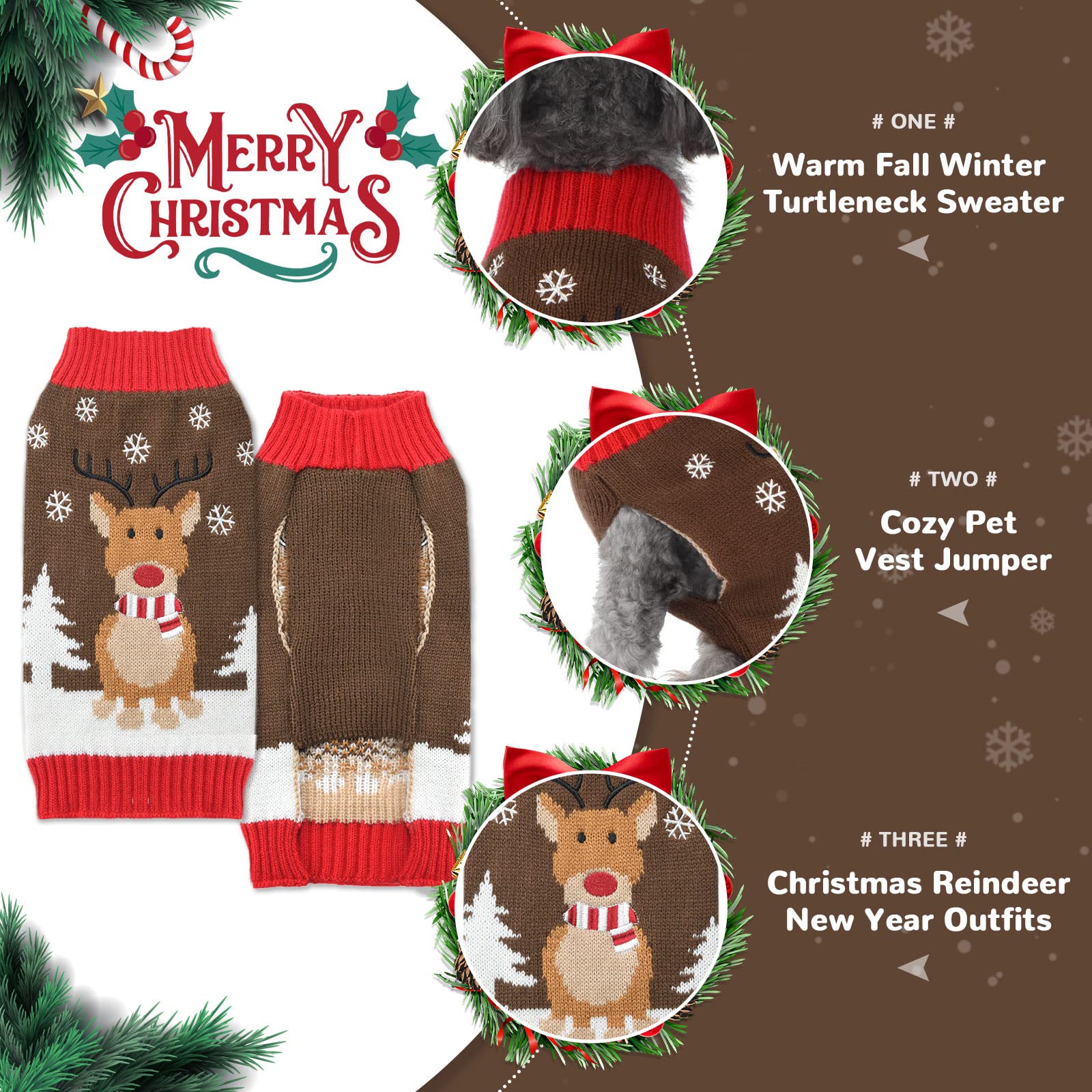 Petcare christmas snowflake pattern sweater for pets during holidays