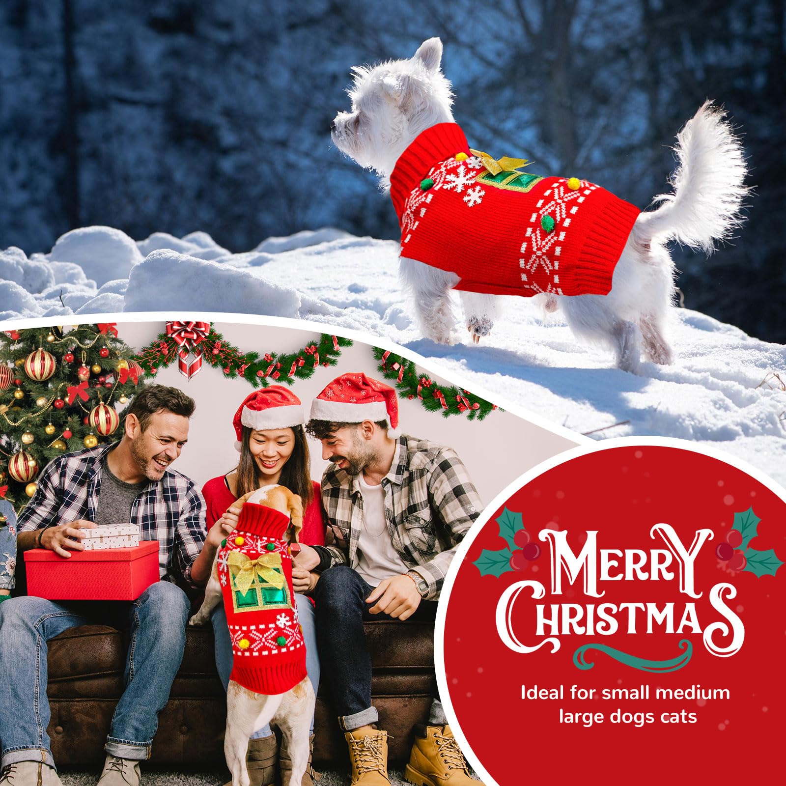 Petcare dog-cat christmas sweater, washable and reusable