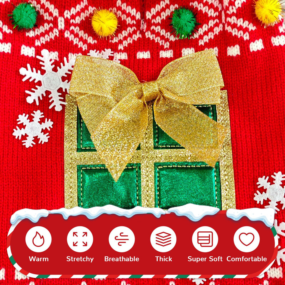 Petcare dog christmas sweater snowflake detail showing knit texture