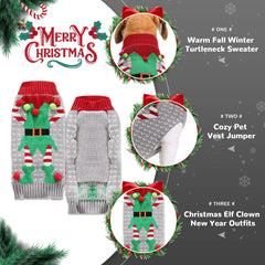 PETCARE dog christmas sweater festive elements show snowflakes and reindeer in detail.
