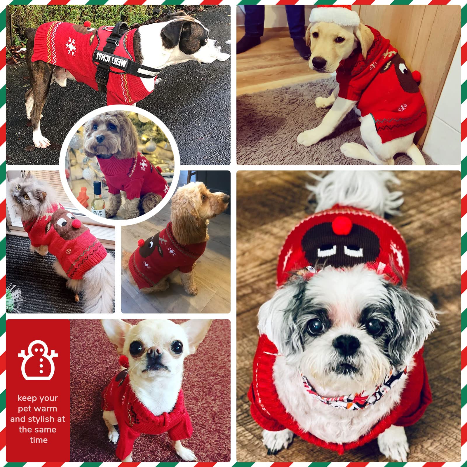 Petcare dog Christmas sweater knit closeup showing cozy knit texture