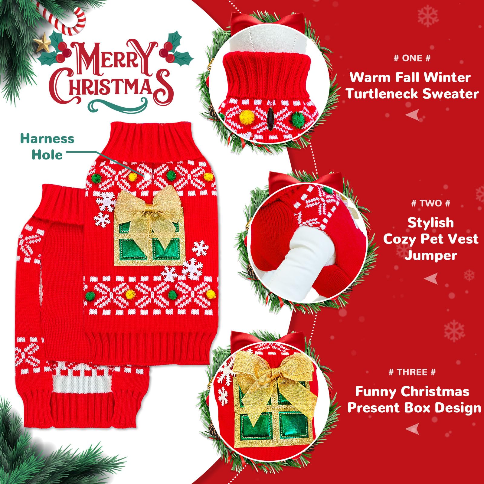 Petcare dog christmas sweater size chart to help choose fit