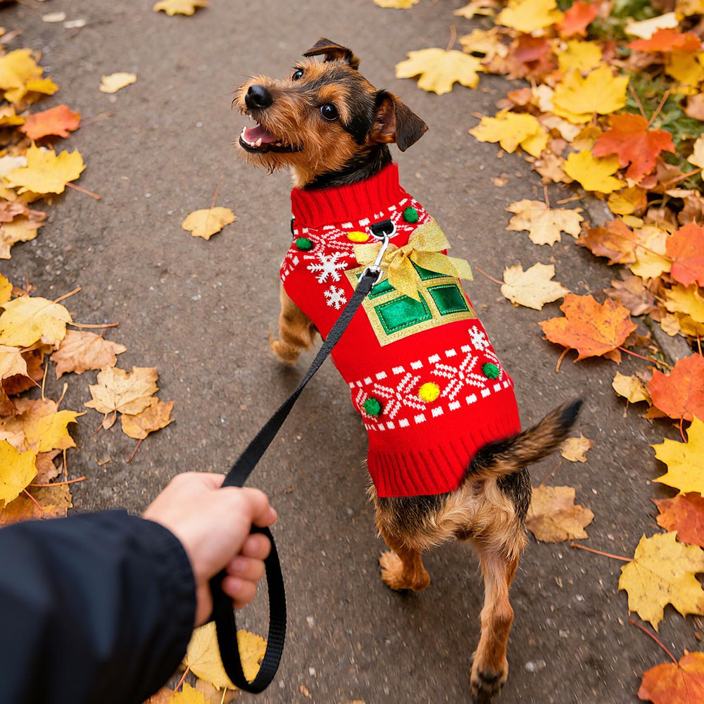 Petcare dog christmas sweater on dog, stretchy easy-on-off design