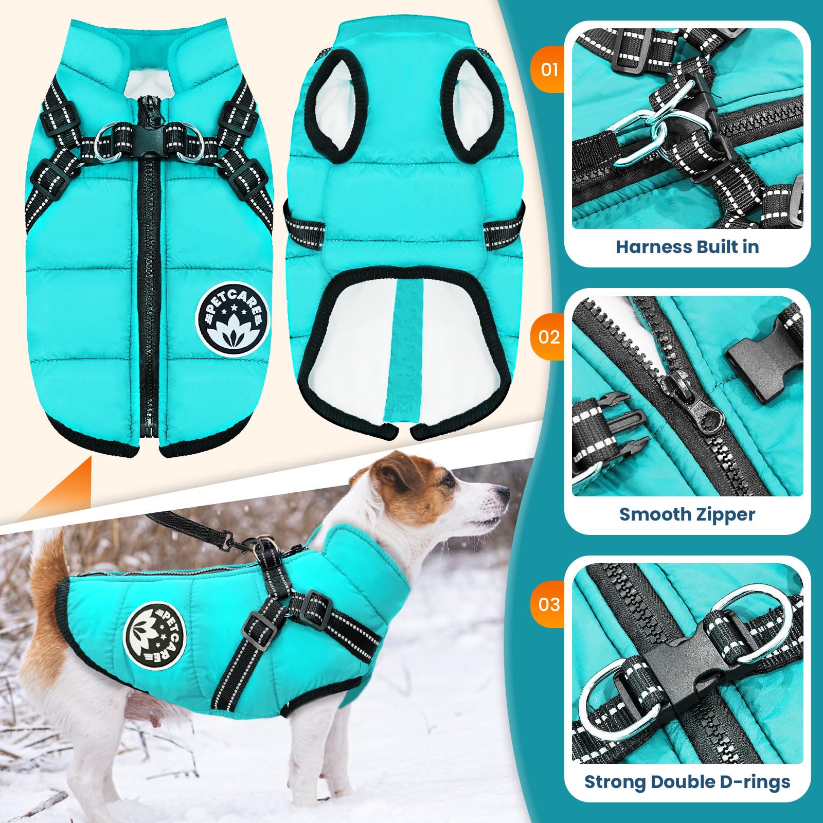 Petcare dog coat available in 5 colors for style and comfort.