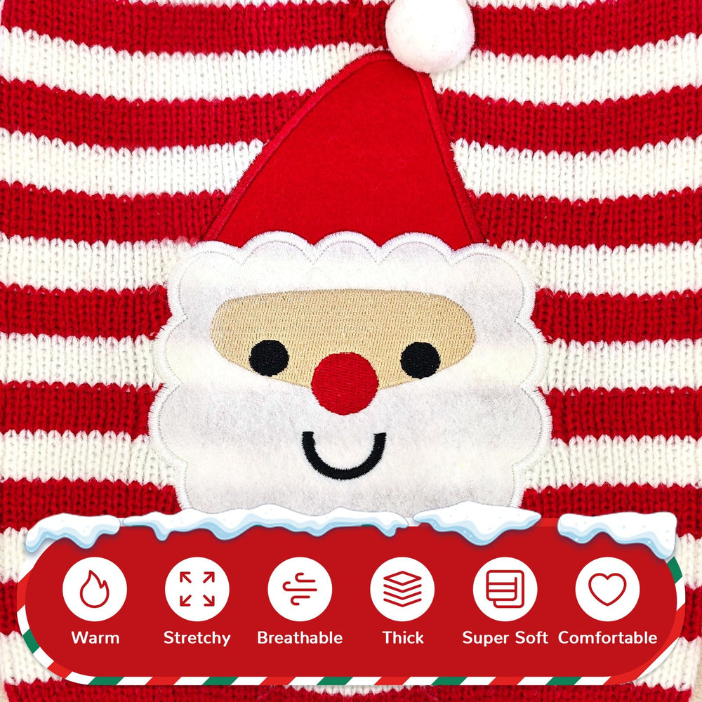 PETCARE Santa Dog Sweater chest details showing stretchy knit.