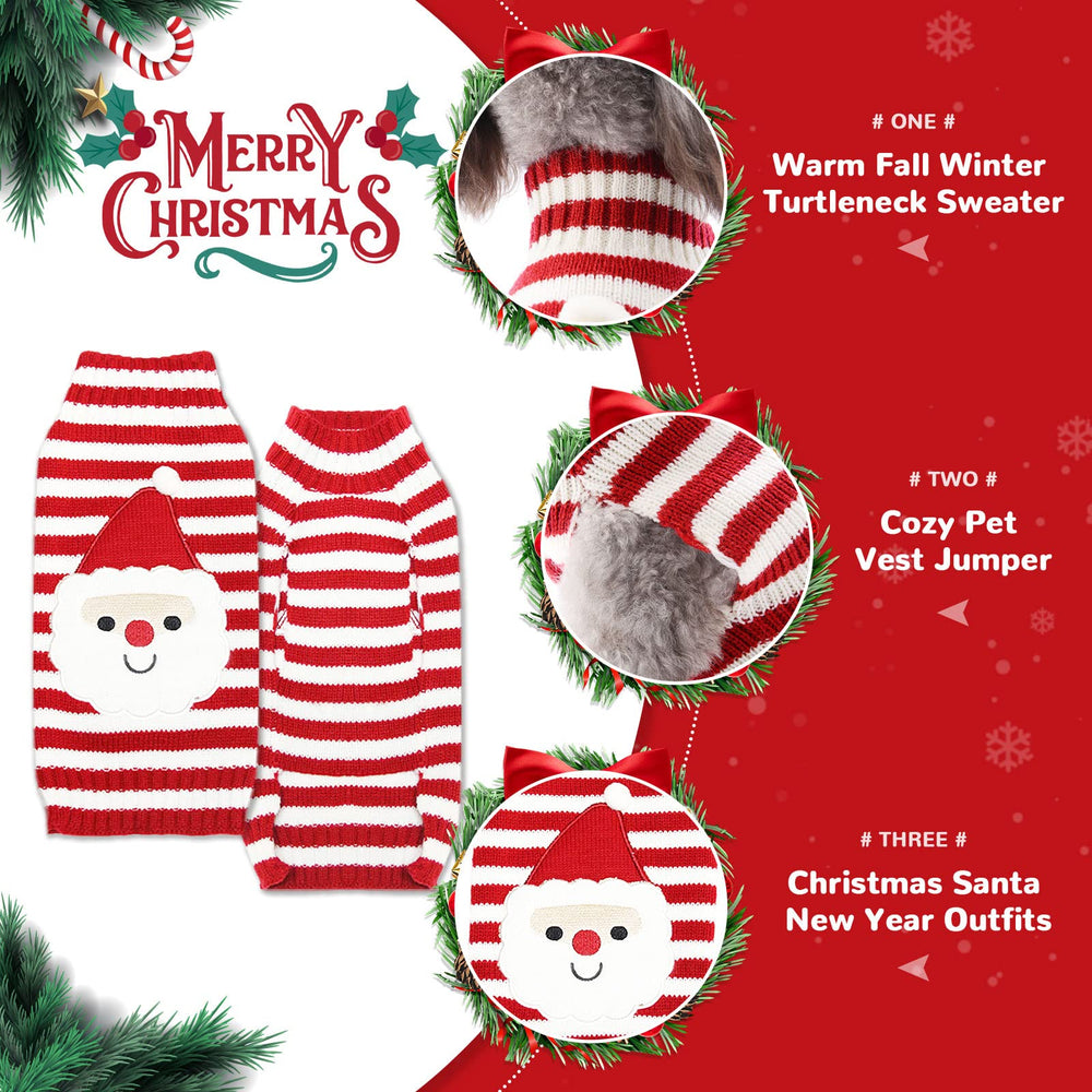 PETCARE Santa Dog Sweater closeup-knit texture highlighting soft fabric.