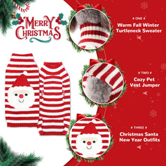 PETCARE Santa Dog Sweater closeup-knit texture highlighting soft fabric.