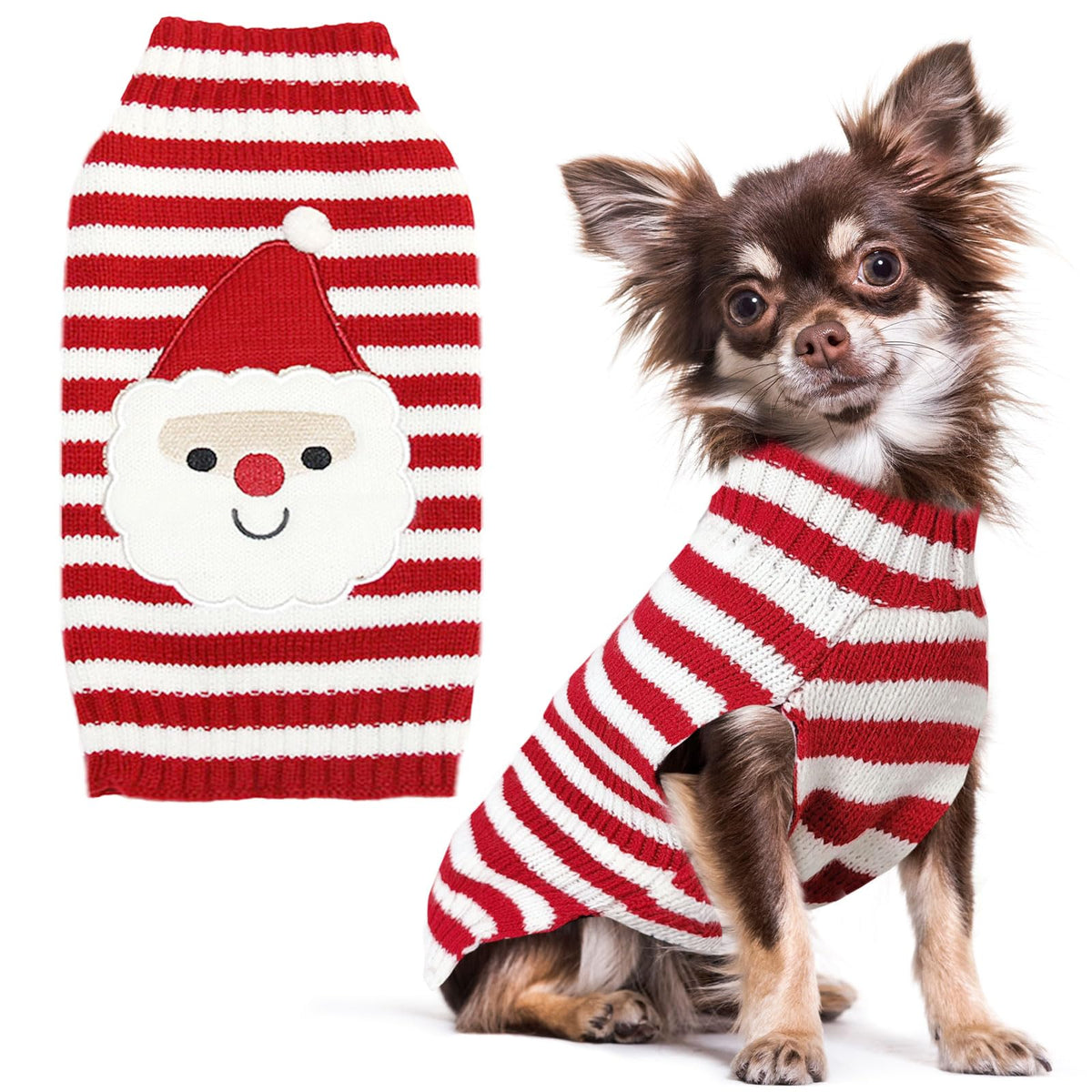 PETCARE Santa Dog Sweater front view for festive holiday charm and photo-ready moments.