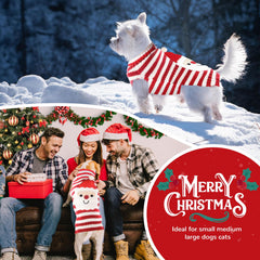 PETCARE Santa Dog Sweater side view showing striped knit and cozy fit.