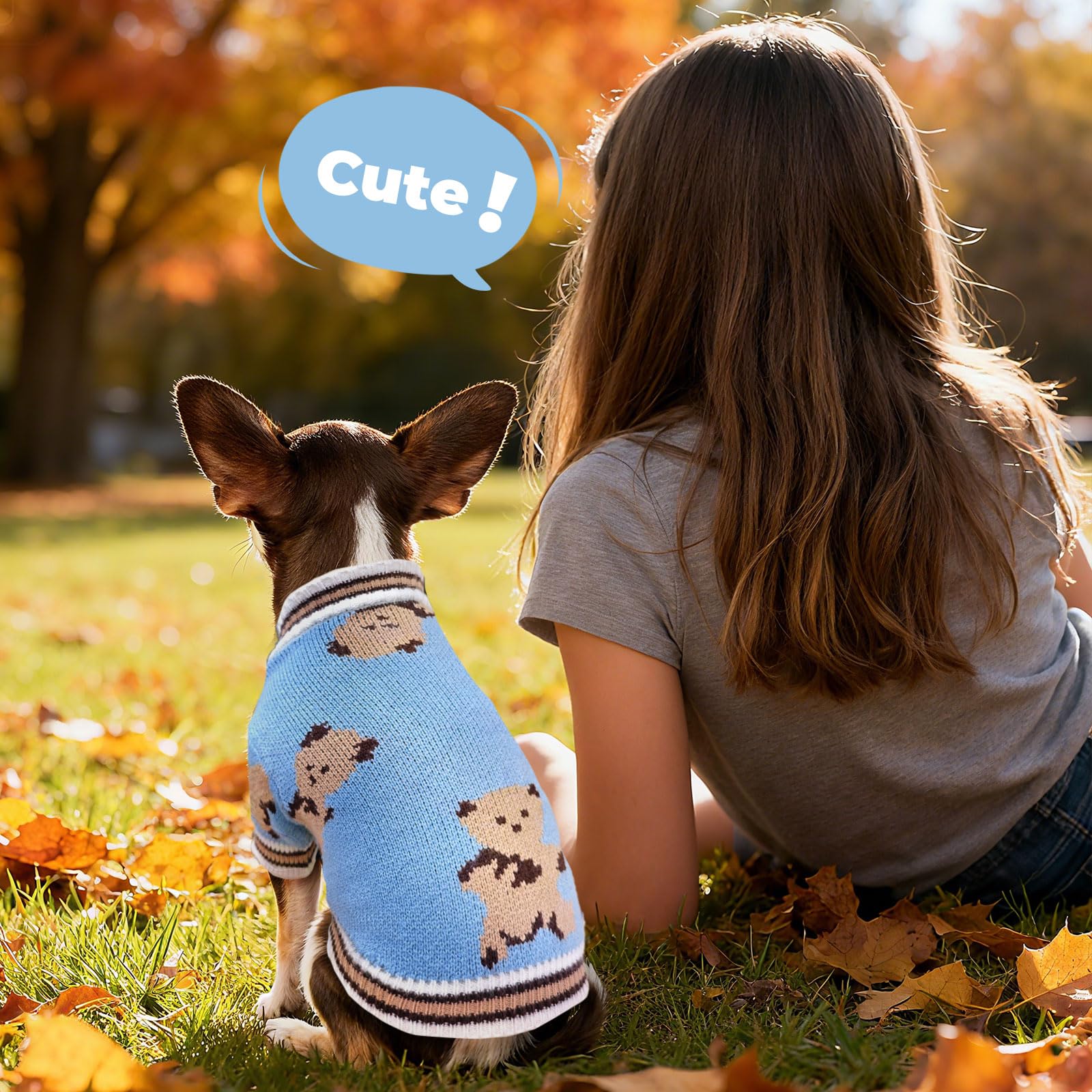 Petcare warm knit dog sweater with striped edge for style