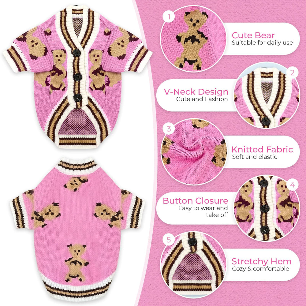Petcare stylish winter coat with bear pattern for dogs and cats.