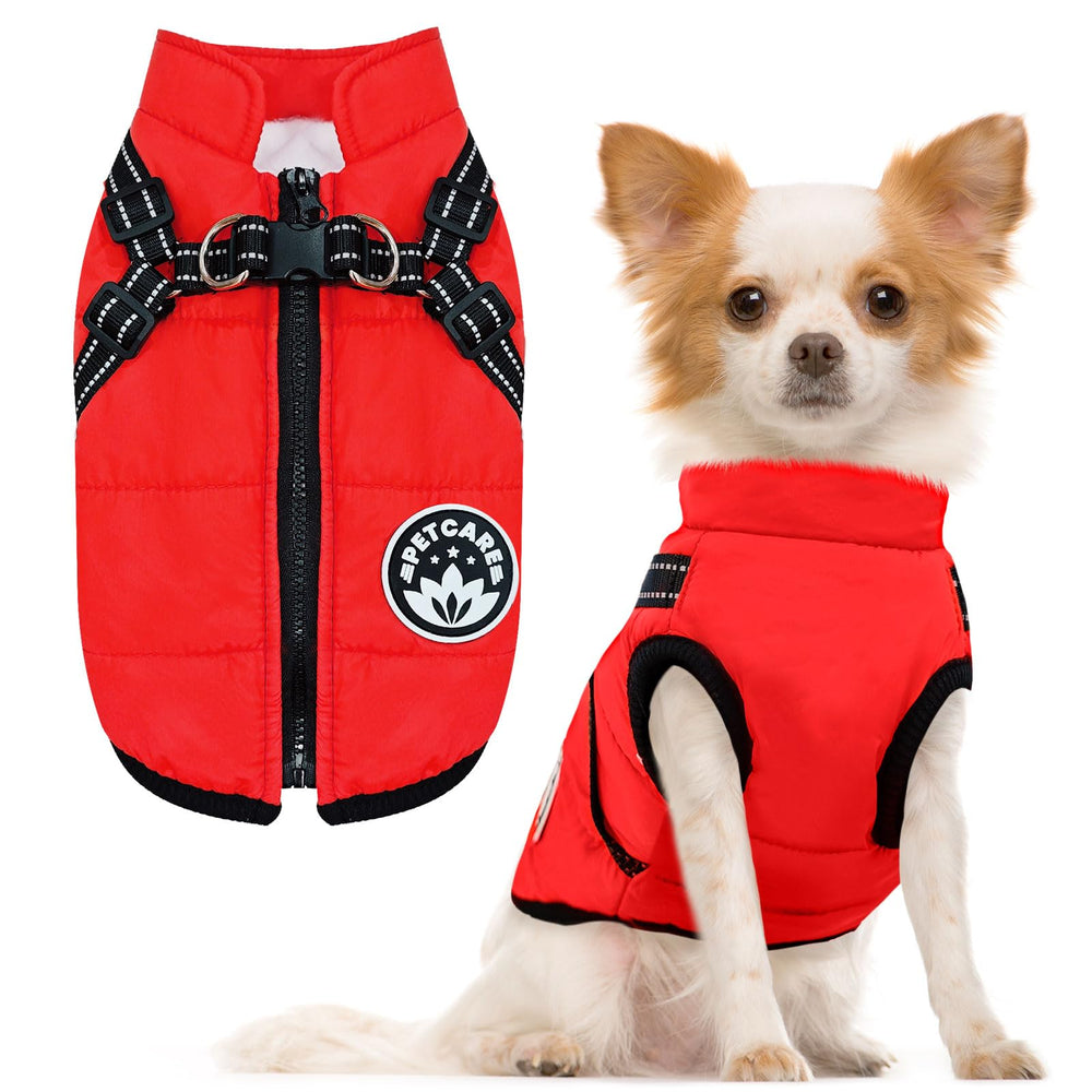 Petcare Winter Dog Coat with Harness built-in eight sizes with chest-first fit