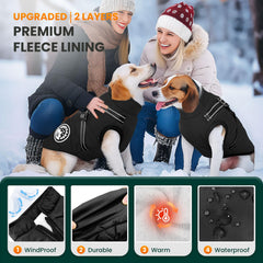 Petcare coat with reflective harness improves visibility at night