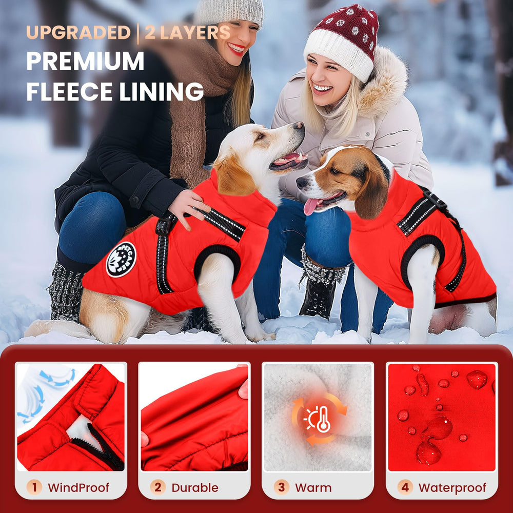 Petcare coat waterproof fabric close-up demonstrates rain-snow protection.