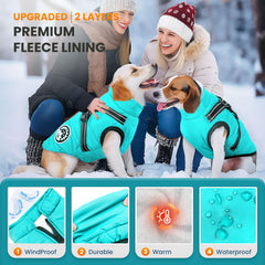 Petcare winter dog coat waterproof windproof shell shields against rain and wind.