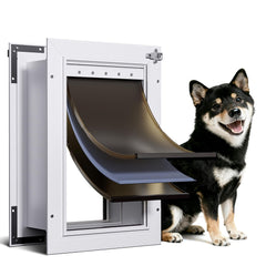 PETCOMING 3-Flap door wall-mount closeup with insulated flaps for breeze control.