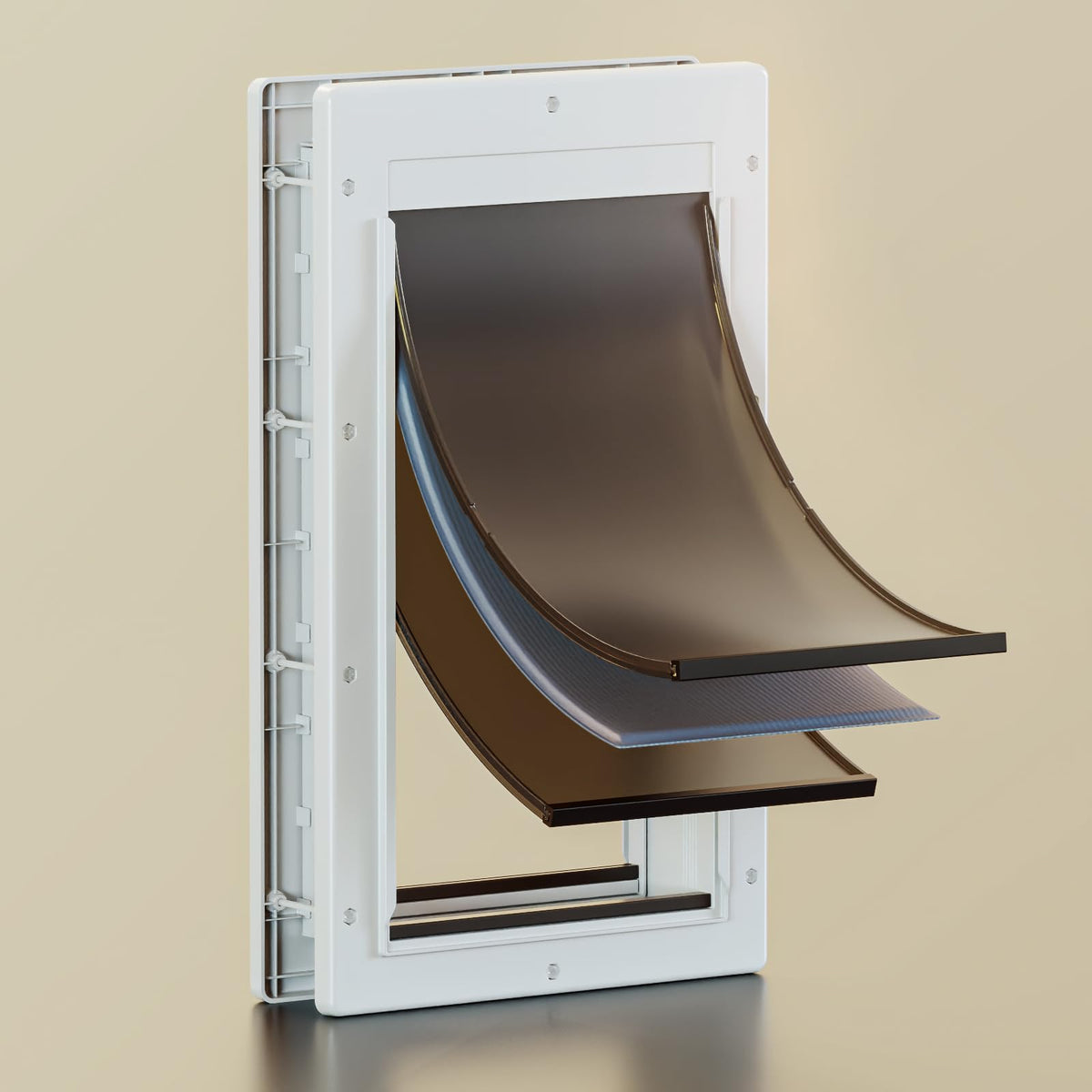 PETCOMING 3-Flap Dog Door front view with wide opening suitable for large dogs