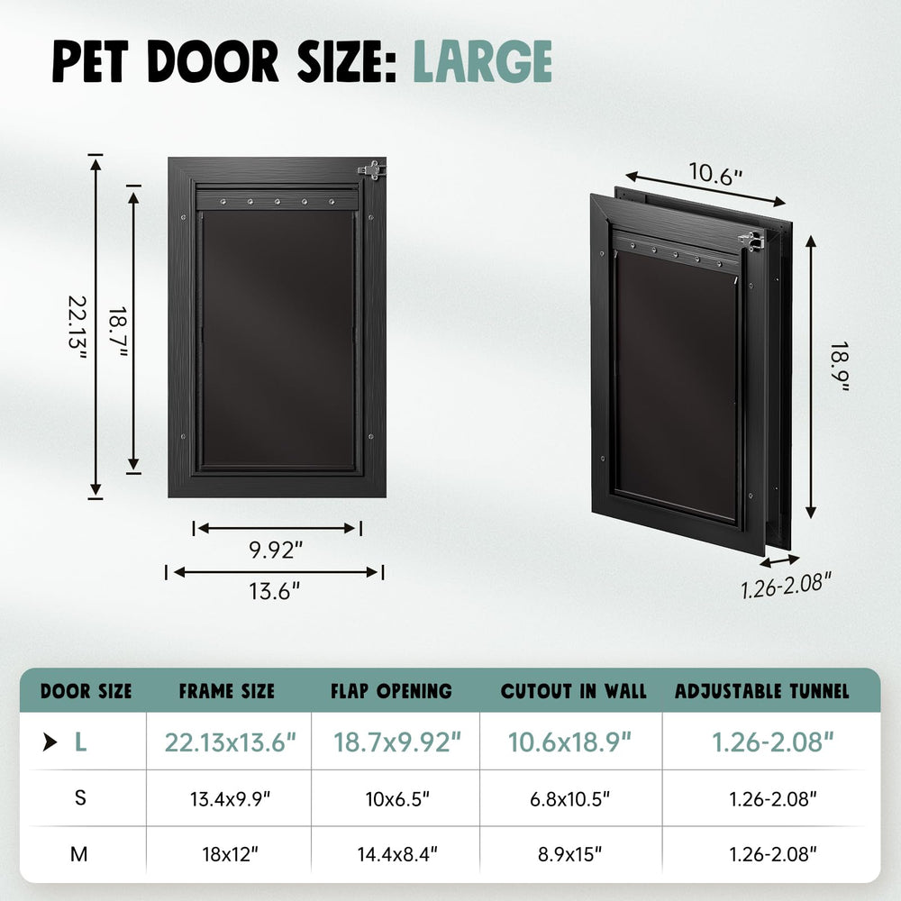 PETCOMING all-aluminum dog door outer frame emphasizes durability and corrosion resistance