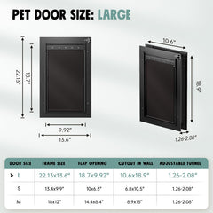 PETCOMING all-aluminum dog door outer frame emphasizes durability and corrosion resistance