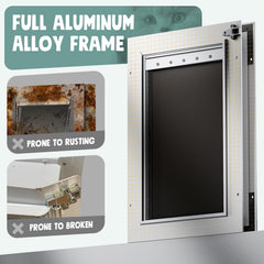 PETCOMING aluminum frame door shows durability and rust resistance for outdoor exposure