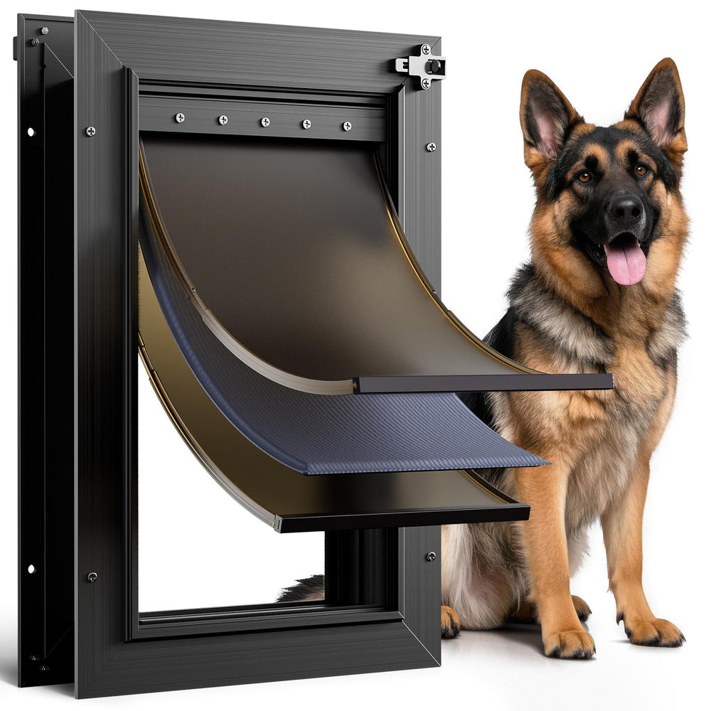 PETCOMING dog door three-flaps opening ideal for large dogs up to 110 lb