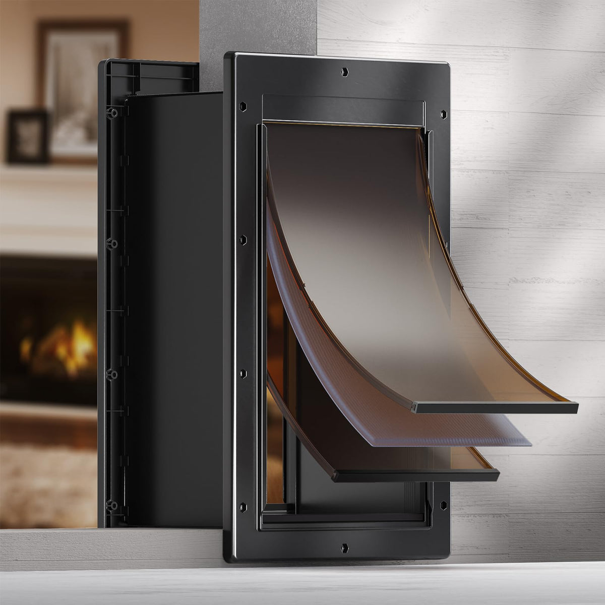 PETCOMING durable-frame 3-flap wall door front view for easy pet access