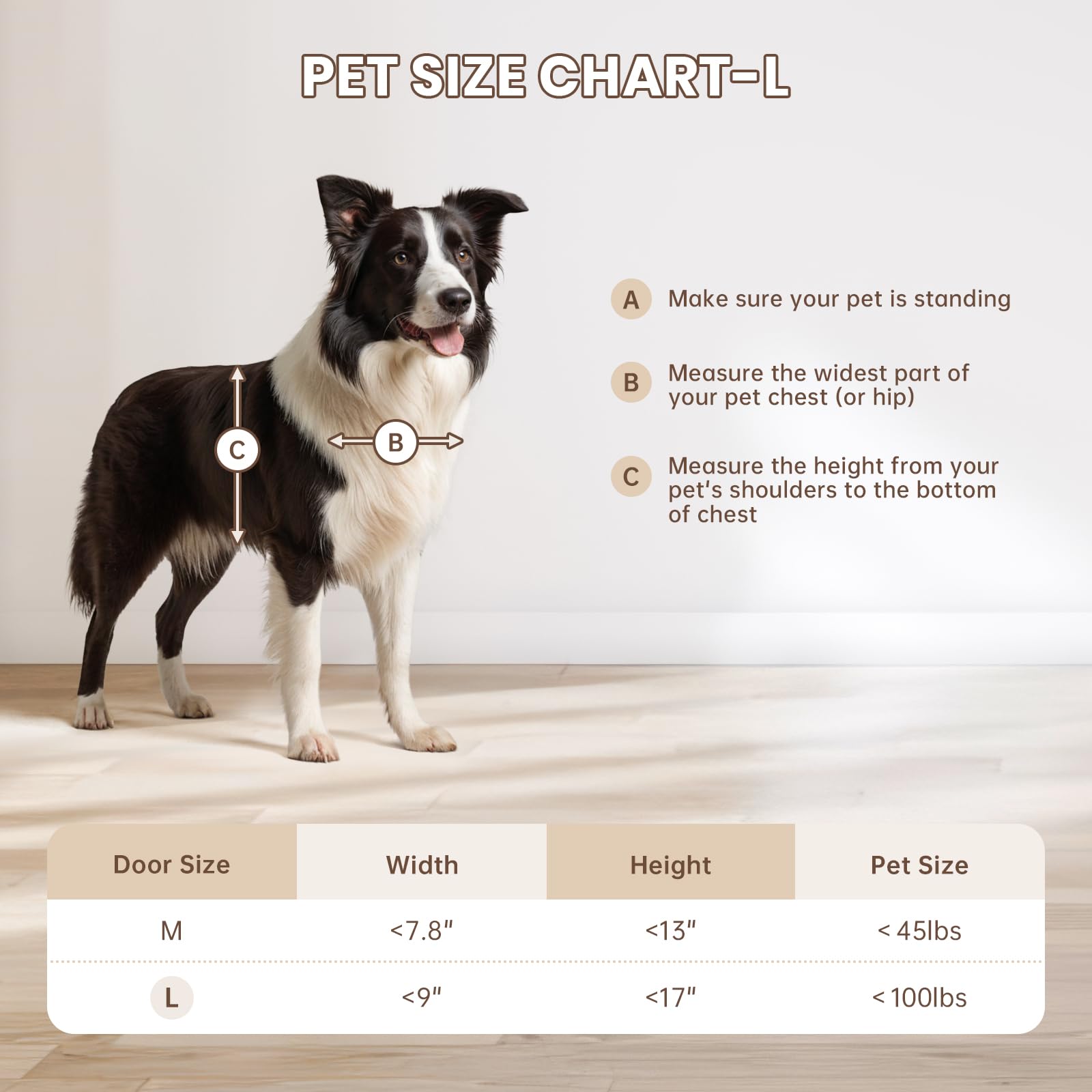 PETCOMING interior/exterior installation on door or wall for flexibility.