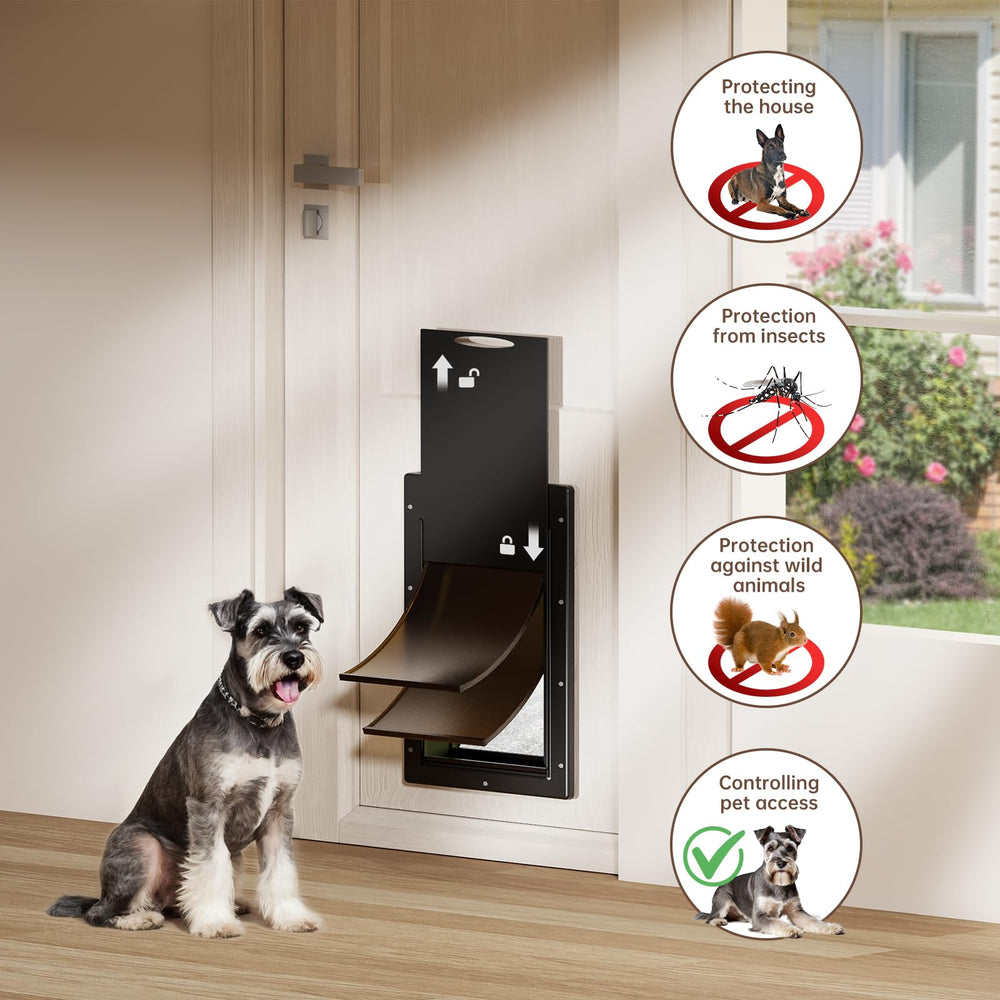Petcoming medium door opening measures 13.2 x 7.9 inches for pets up to 45lb.