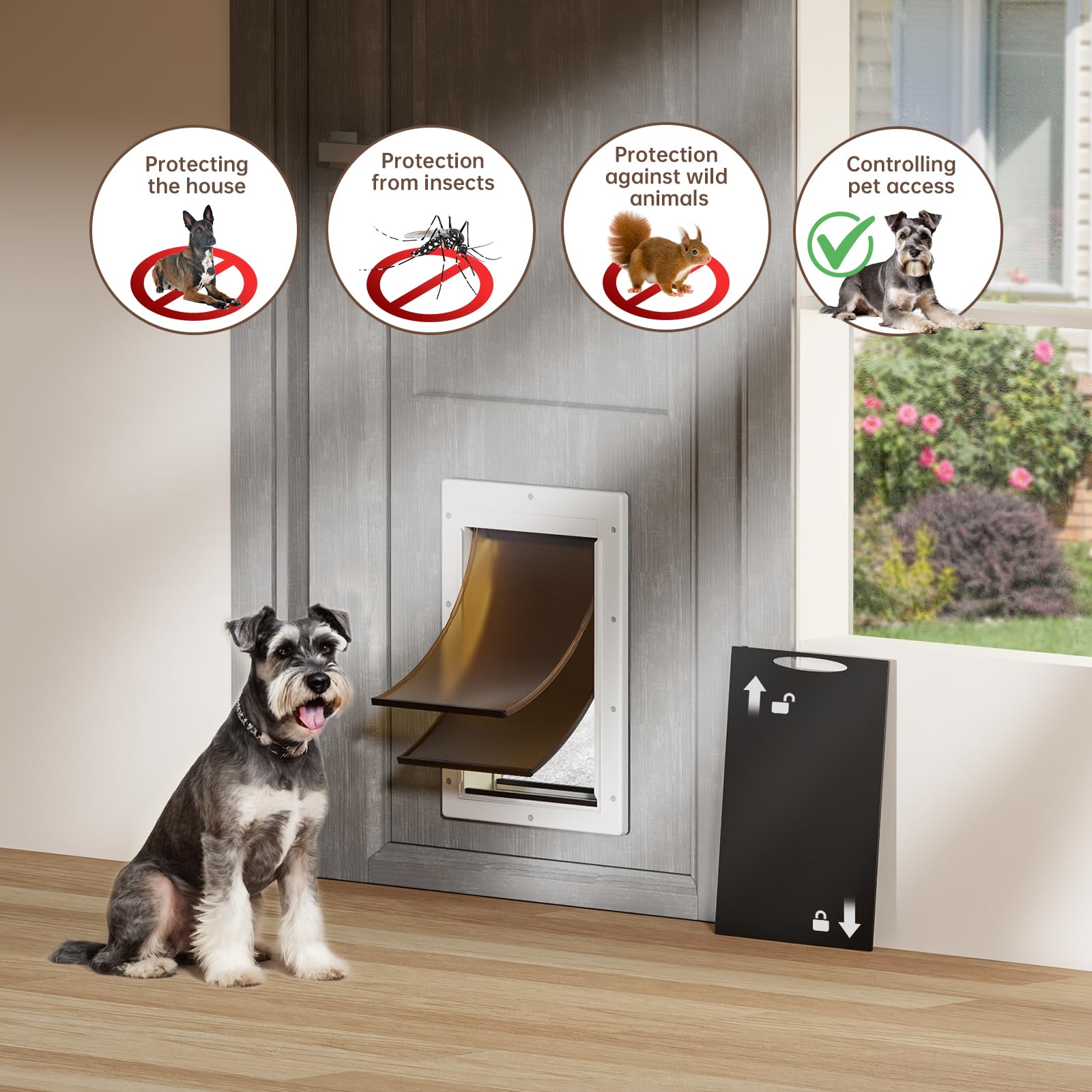 PETCOMING Never Rust Dog Door closing panel for controlled access
