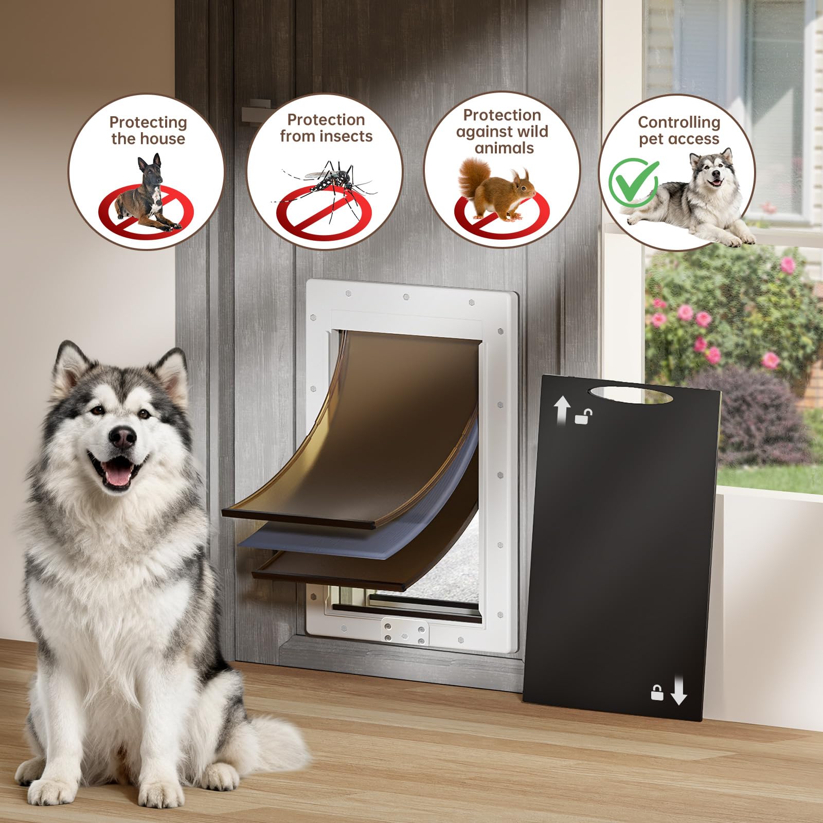 PETCOMING XL dog door closing panel for controlled access