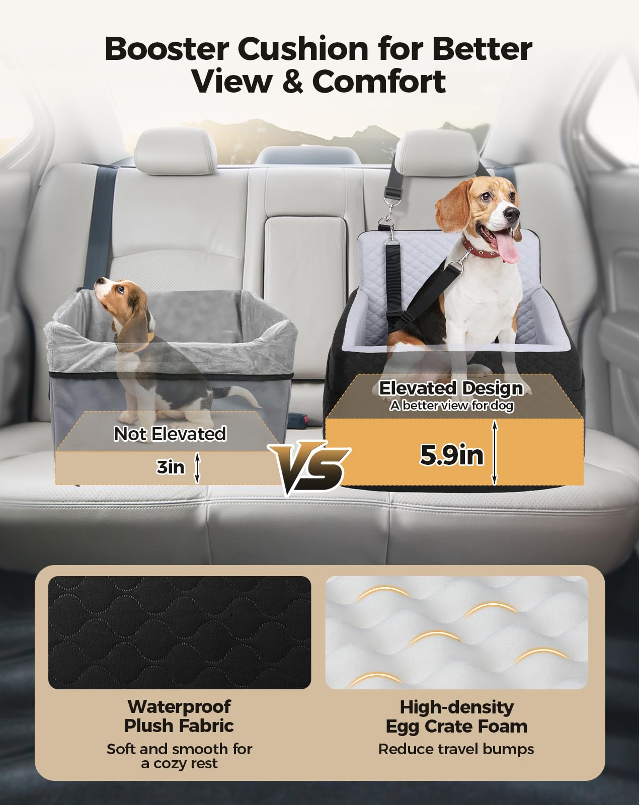 Petcozife dog car seat with side storage pockets keeps treats handy