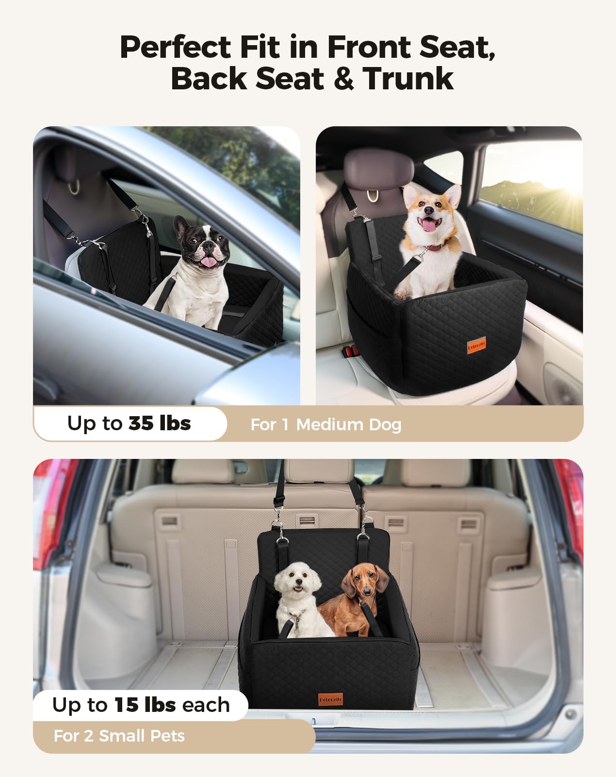 Petcozife dog car seat soft plush fabric feels cozy on trips