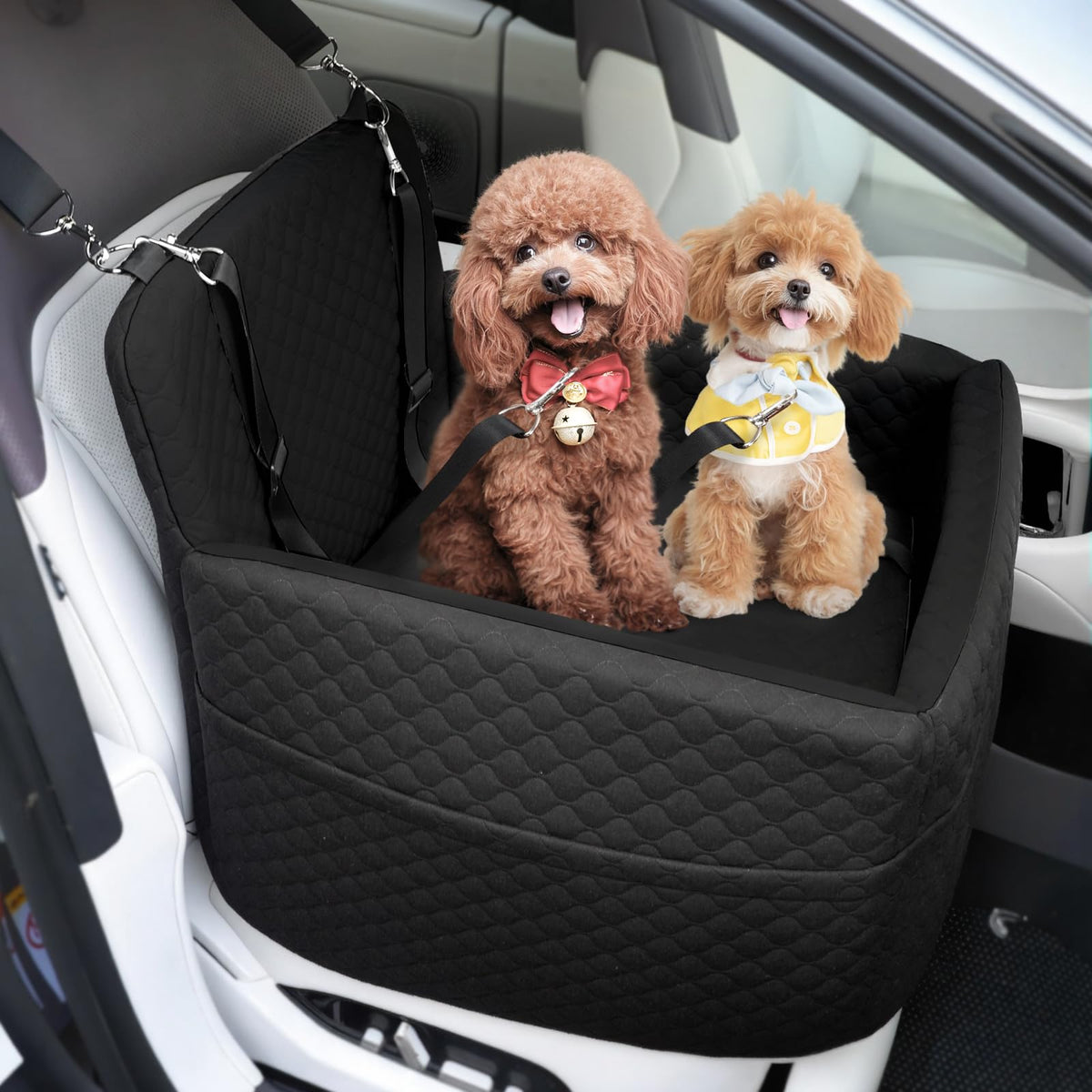 Petcozife dog car seat spacious 21x21x17-7 provides secure travel for small to medium dogs