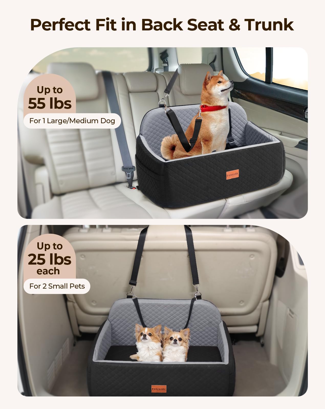 Petcozife dog car seat washables-cover removed for easy cleaning after adventures