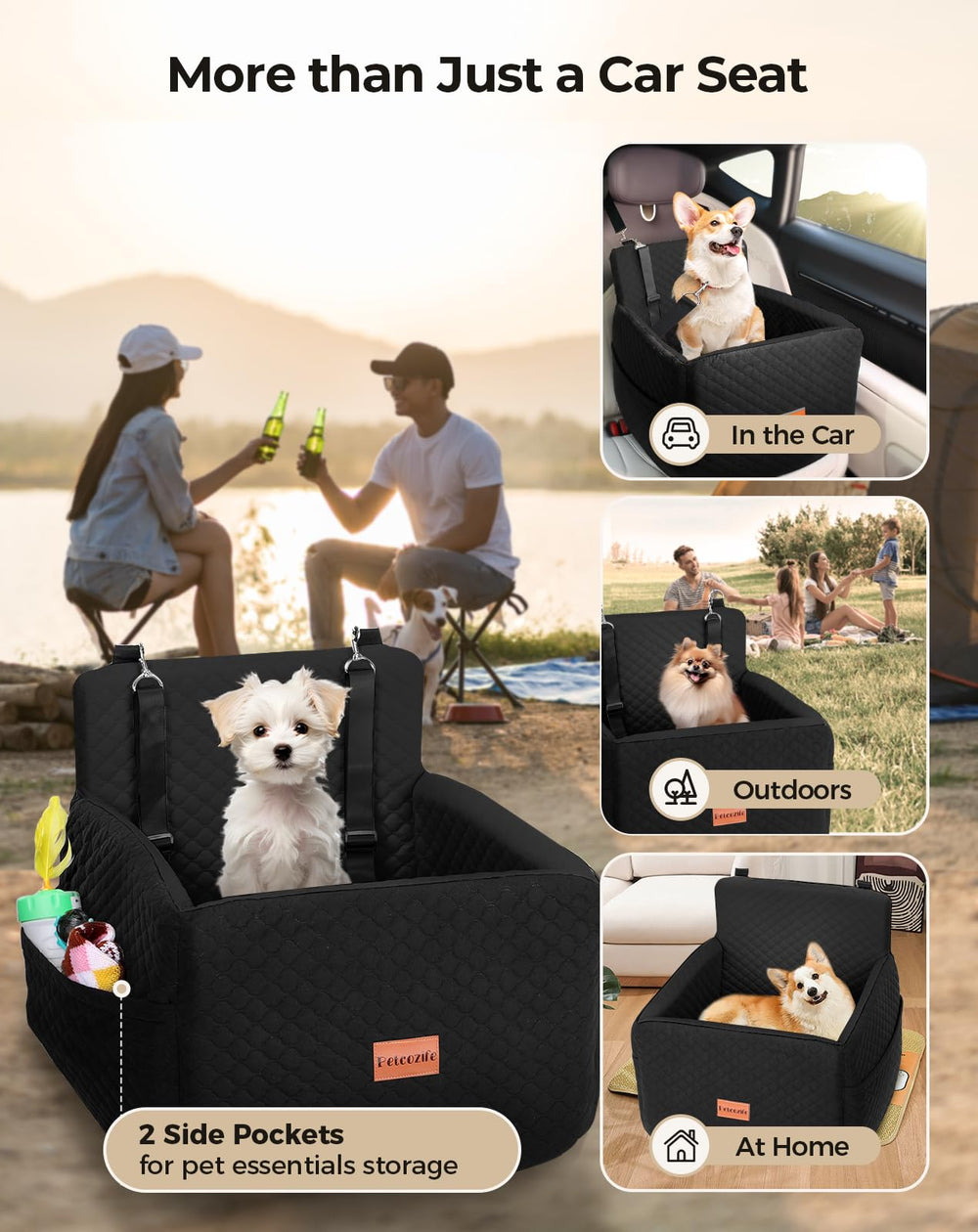 Petcozife dog car seat zippered cover eases cleaning after adventures