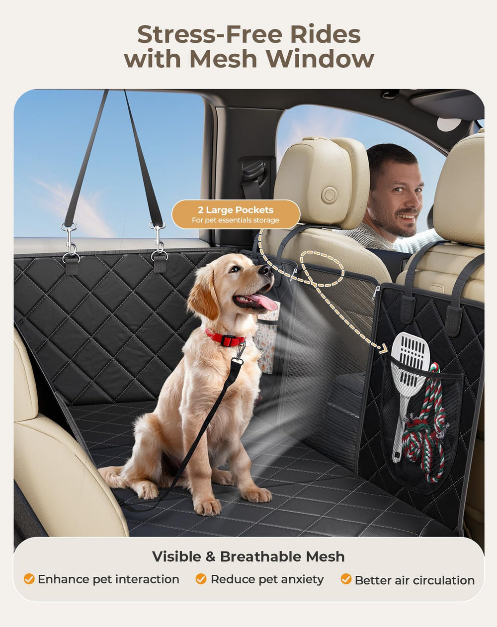 Petcozife two safety belts help secure pets without distraction
