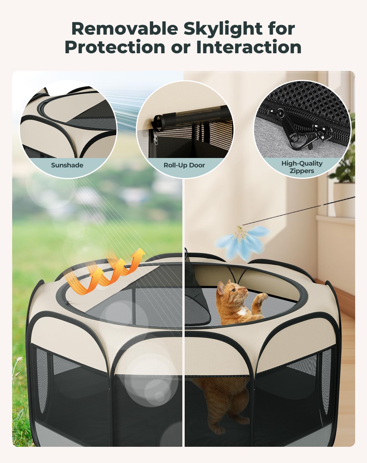 Petcozife removable top cover enables adjustable ventilation
