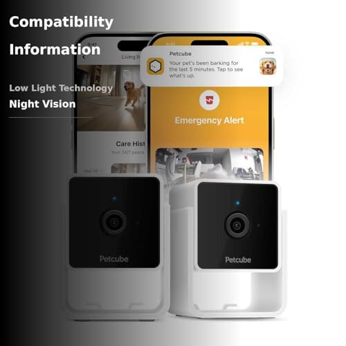 Petcube Cam Pack 2 2-way audio for real-time pet chats.