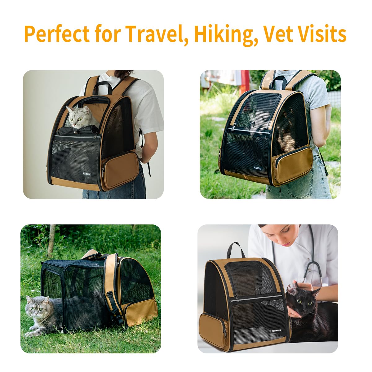 Petdiwoo cat backpack top handle for versatile, hands-free carrying.