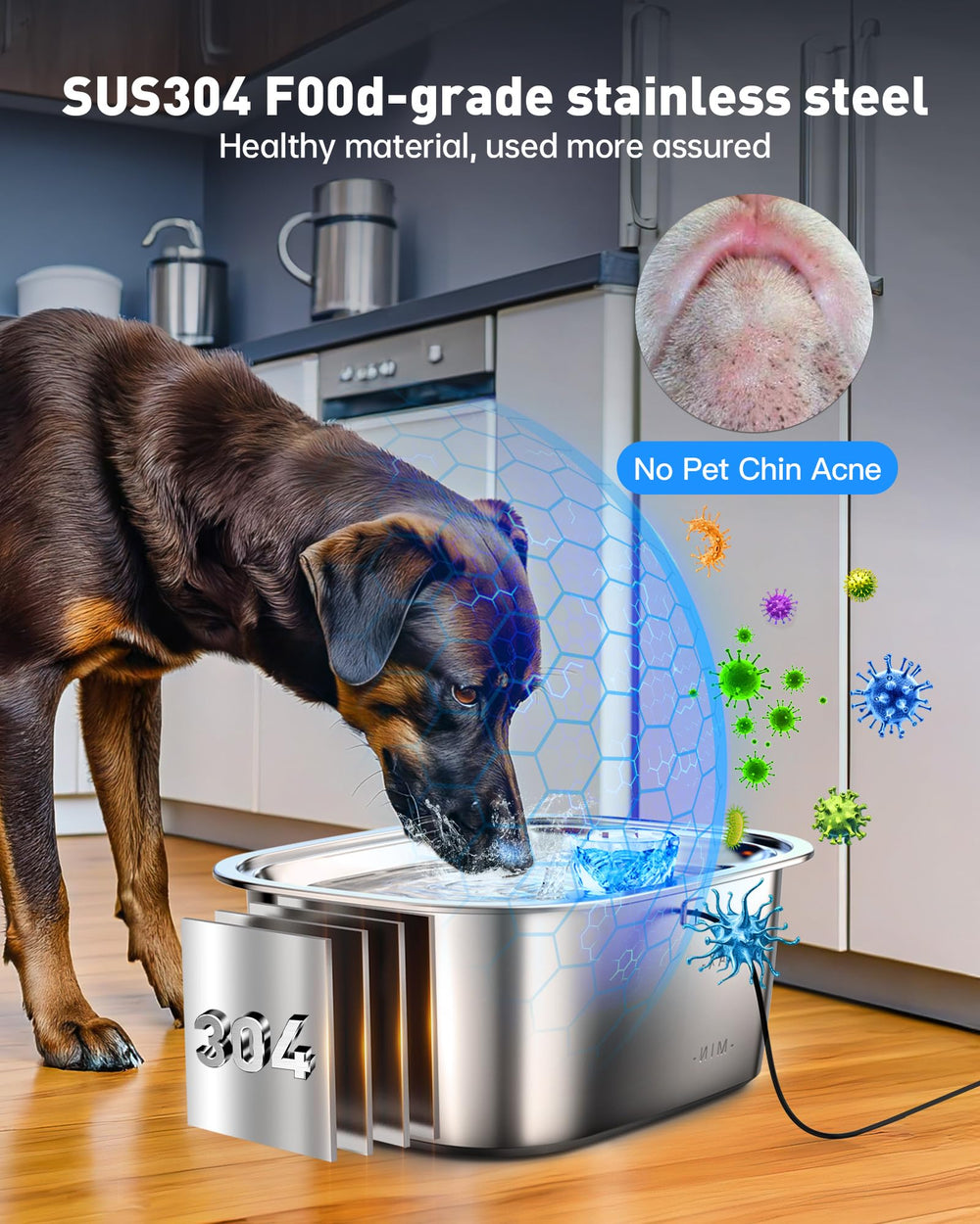 PETDOTT large pet water dispenser holds 12L/422oz for multi-pet households.