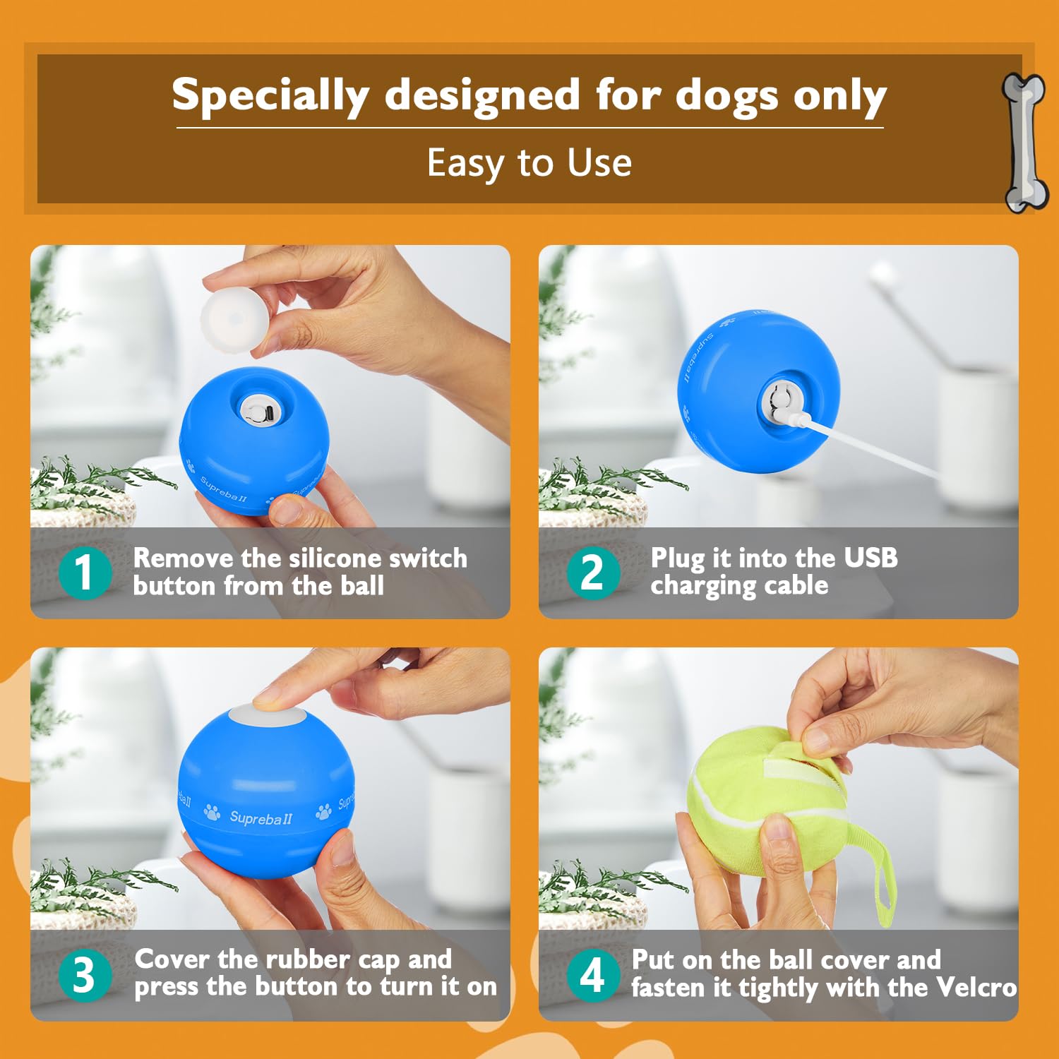 PetDroid interactive dog ball tennis cover reduces noise on surfaces