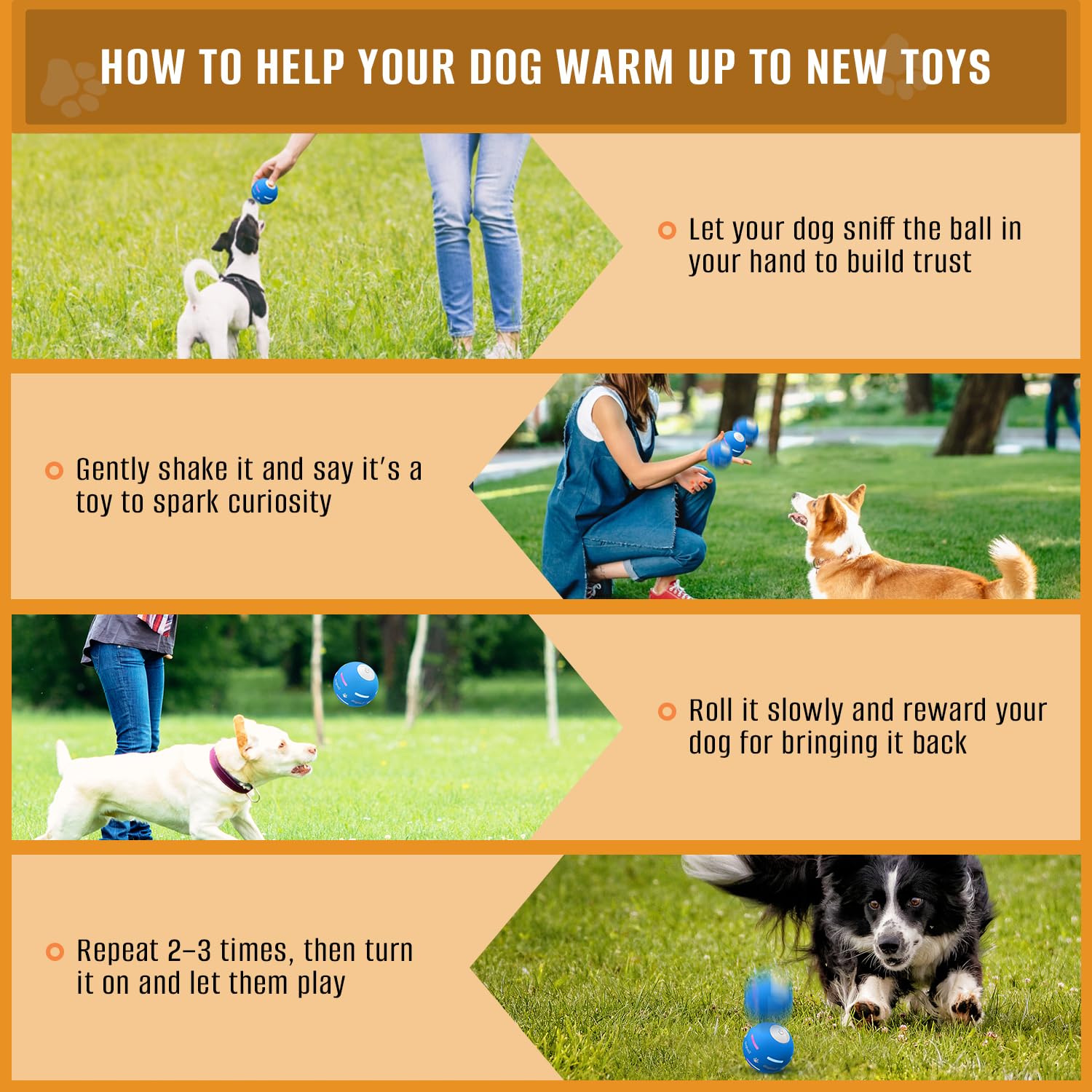 PetDroid interactive dog ball USB rechargeable for easy power on the go