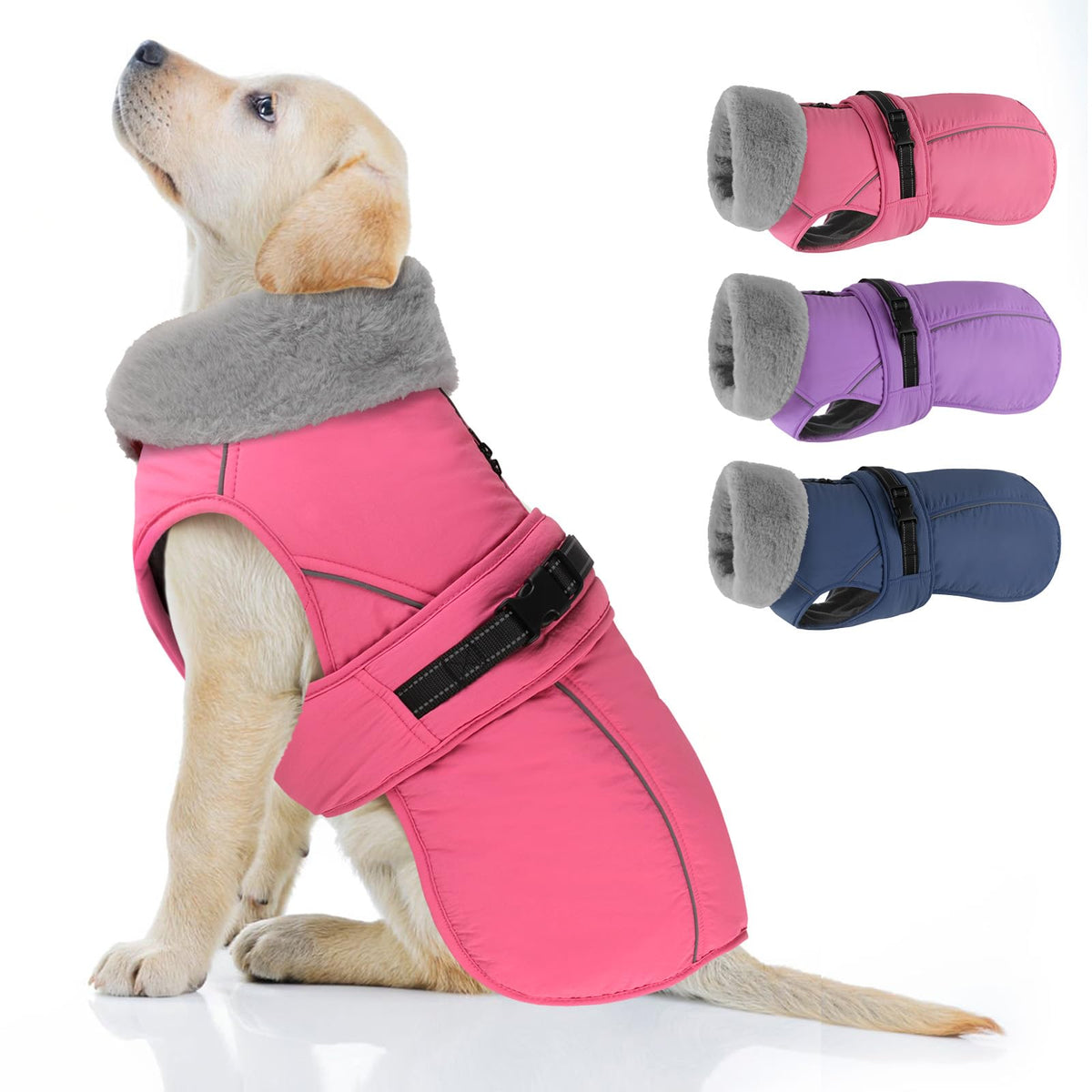 PETDSH dog coat with warm fleece lining provides cozy warmth for outdoor adventures.