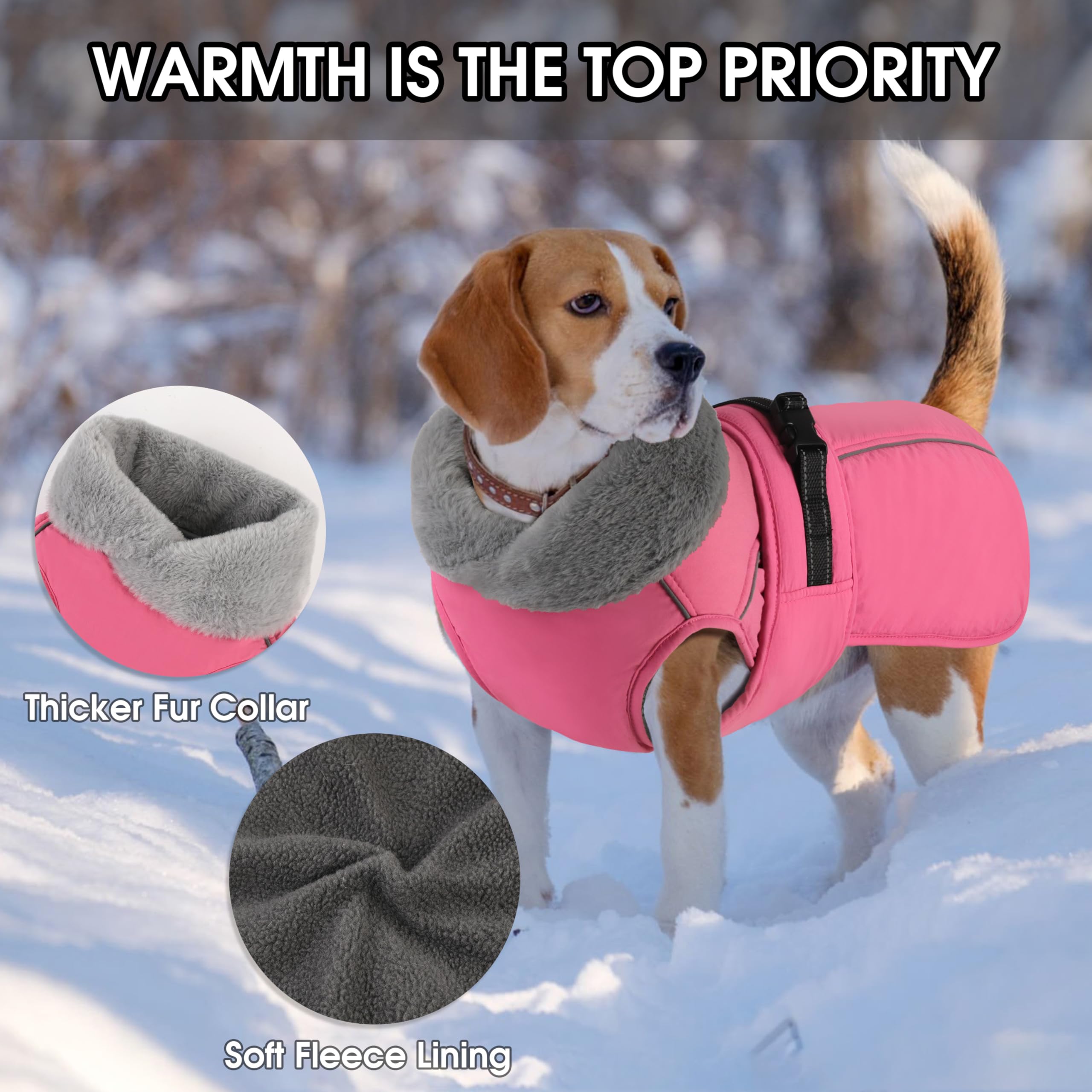 PETDSH coat features waterproof zipper and leash hole for rainy walks.