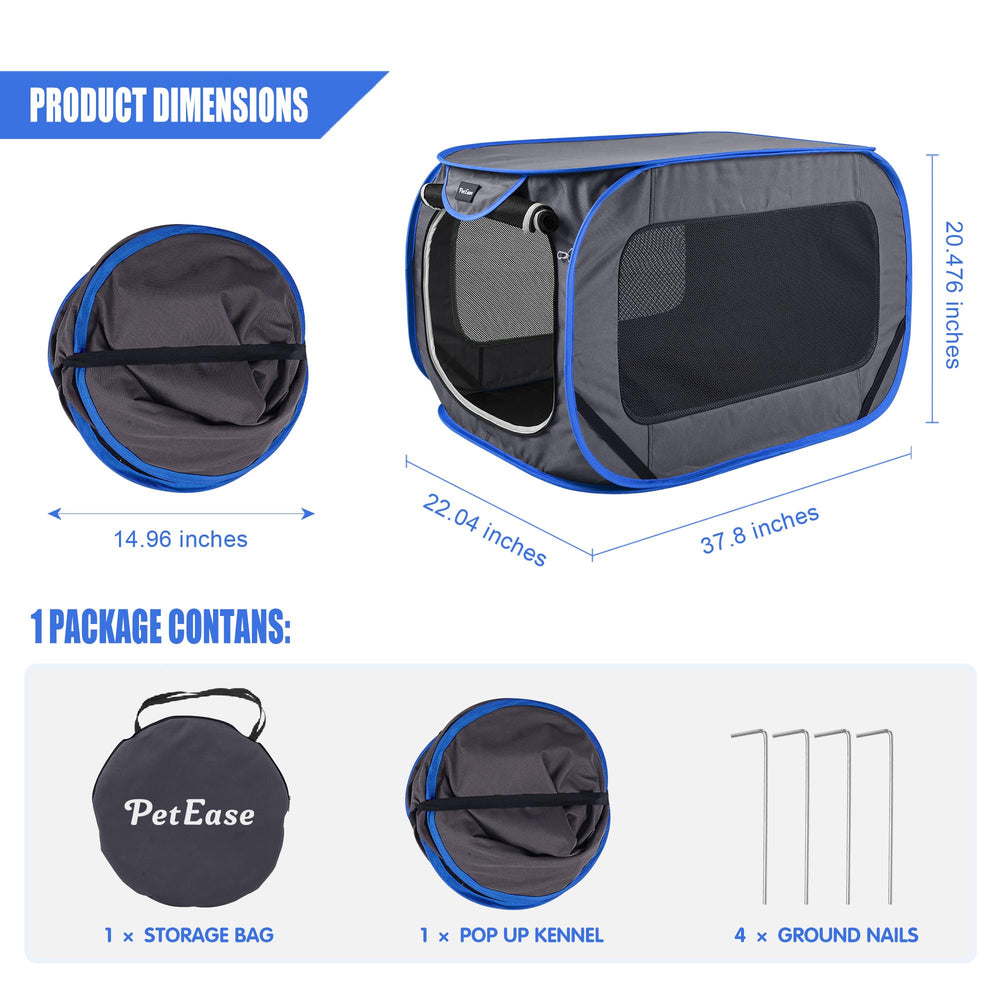 PetEase large pop up kennel collapsed flat for easy storage.