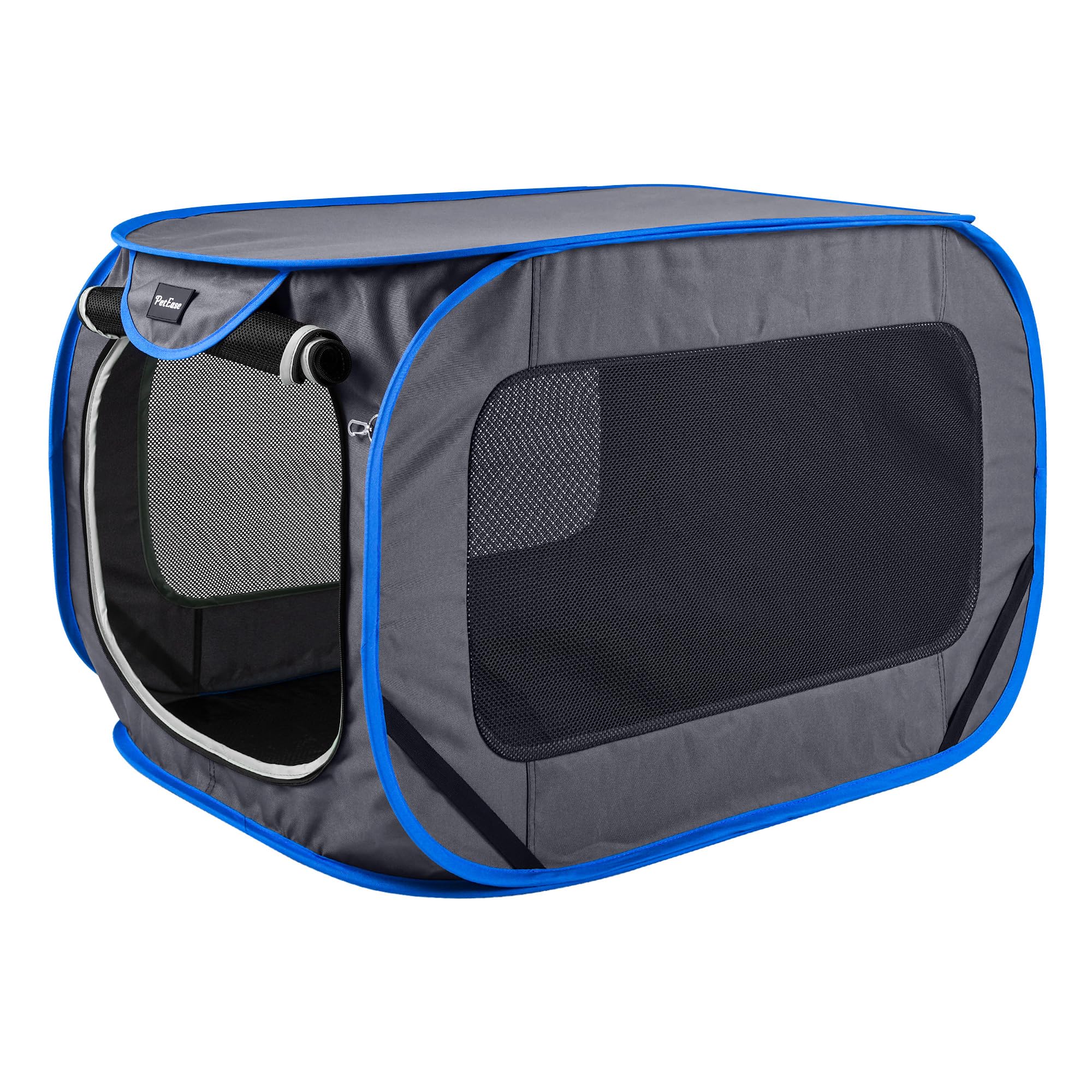PetEase large pop up kennel side view shows breathable mesh and portability.