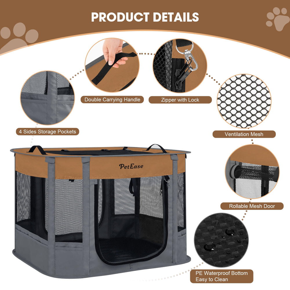 PetEase playpen with three roll-up entrances for easy access